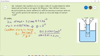 Numerical Capillary Rise or fall due to surface tension  Hindi amp English  Properties of fluid [upl. by Jonathon527]