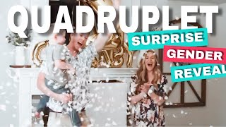 SURPRISE QUADRUPLET ANNOUNCEMENT AT GENDER REVEAL PARTY [upl. by Win]