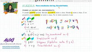 LOGICA  Demostrar la Validez de un razonamiento [upl. by Choong]