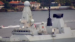 HMS DEFENDER and HNLMS EVERTSEN transit Istanbul strait towards the Black Sea  June 14 2021 [upl. by Feil]