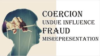 Coercion Undue Influence Fraud Misrepresentation  Indian Contract Act 1872  Law Guru [upl. by Leile]