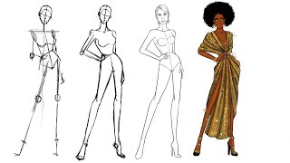 Fashion Illustration how to draw a croquis for fashion design part 1 [upl. by Coralie]