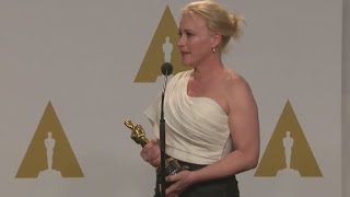 Raw Patricia Arquette backstage at the Oscars [upl. by Aneehs]