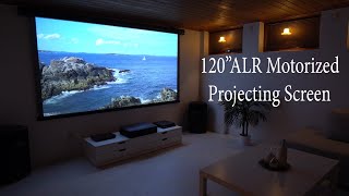 VIVIDSTORM 120 Motorized ALR projector screen review drop down [upl. by Olympia398]