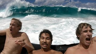 Couch Surfing Giant Shorebreak  Jamie OBrien [upl. by Frohman]