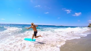 SKIMBOARDING ON A BOOGIE BOARD  Maximizing fun in BAD WAVES [upl. by Bruckner]