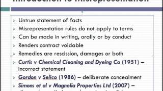 Misrepresentation Lecture 1 of 4 [upl. by Ahoufe276]