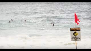 Dangerous Shorebreak Rescues Sandy Beach Lifeguards [upl. by Oiril280]