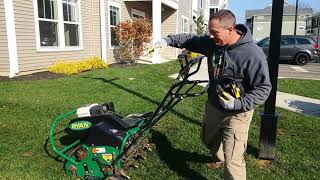 Aerator Tips amp Training on a Ryan Lawnaire walk behind [upl. by Seys918]