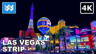 4K Las Vegas Strip at Night  Virtual Walking Tour  Treadmill Workout Video 🎧 Binaural Sound [upl. by Benita]