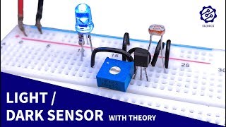 Light Sensor circuit on Breadboard  Darkness Detector  LDR amp Transistor Projects [upl. by Yunfei131]