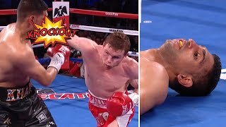 Incredible slowmo Canelo Alvarezs BRUTAL knockout of Amir Khan [upl. by Freiman]